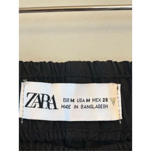 Zara Parachute Pants sz M Wide-leg black utility street hip hop - Picture 6 of 13